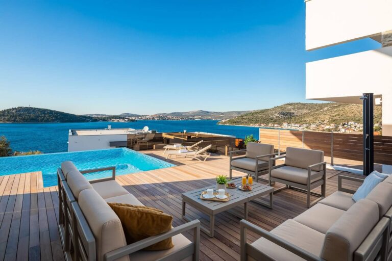 terrace, view and pool