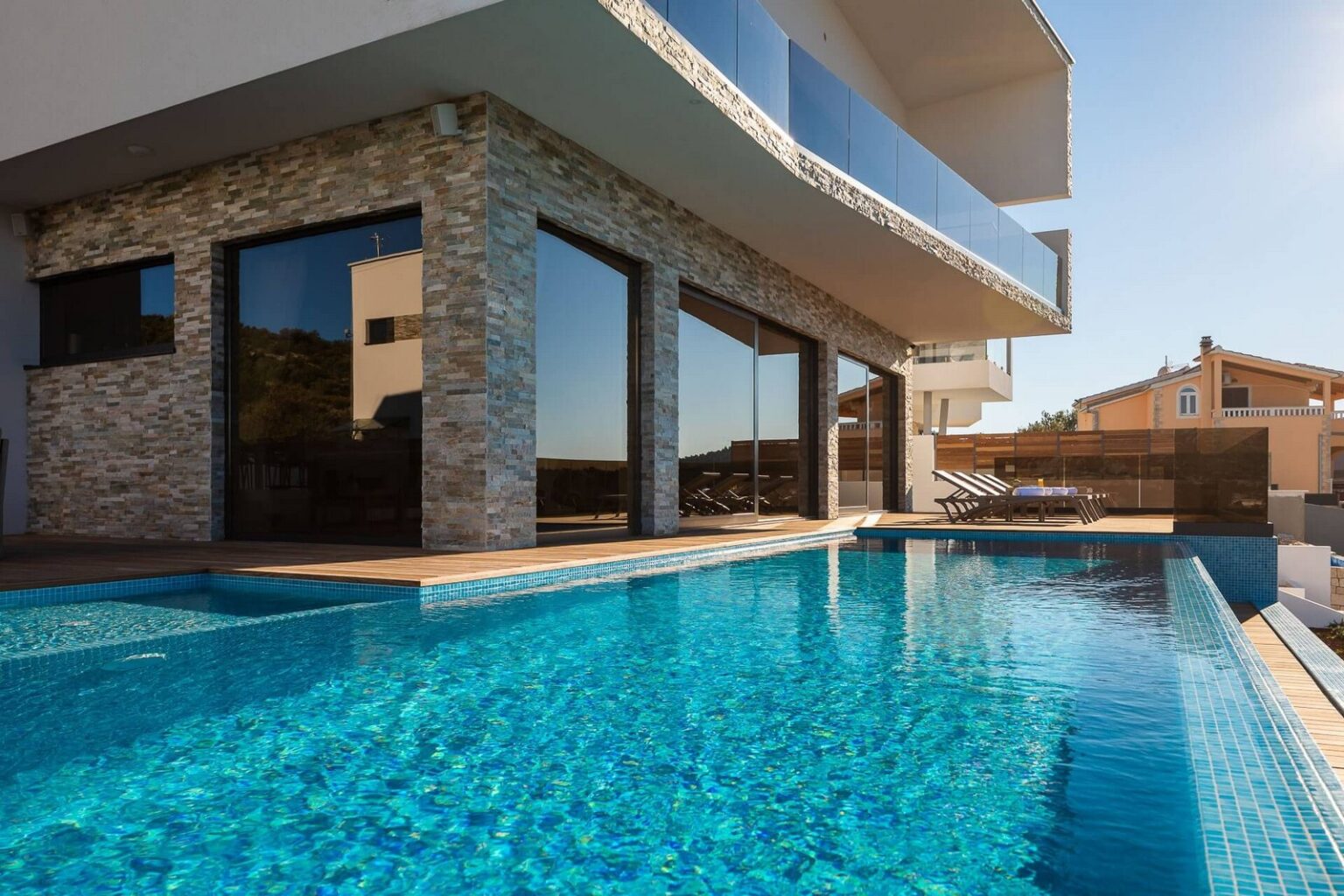 terrace, view and pool