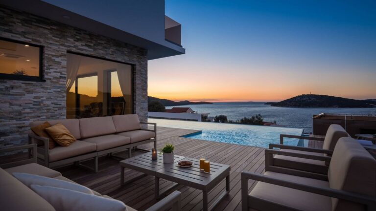 terrace, view and pool