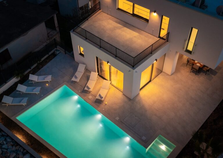 villa, pool and terrace with view