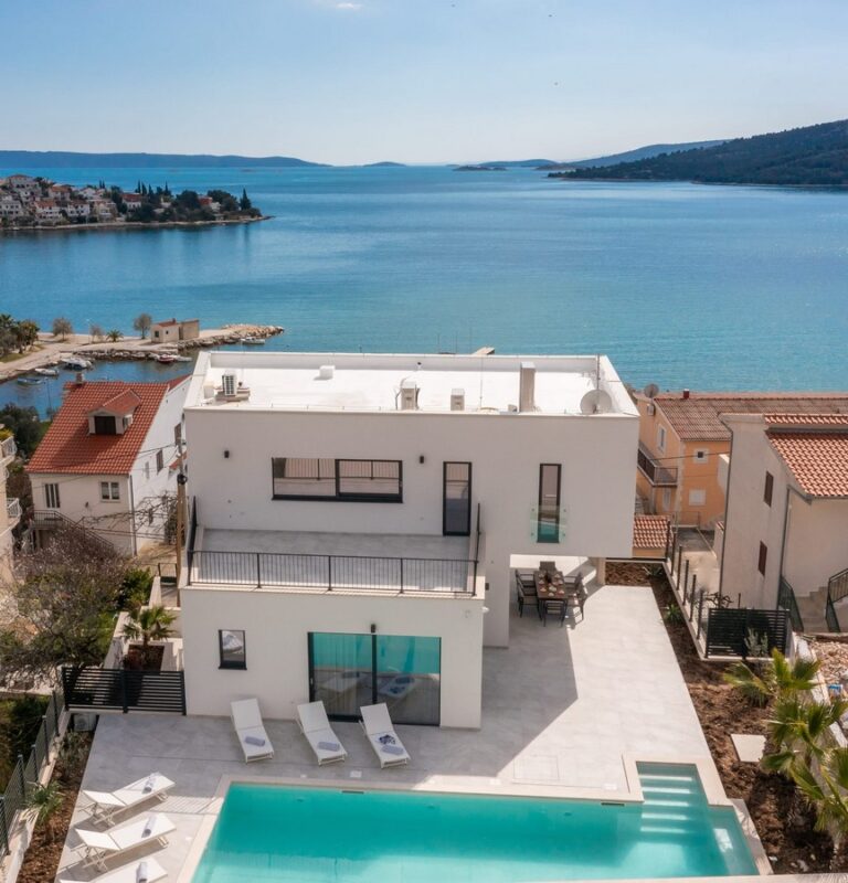 villa, pool and terrace with view