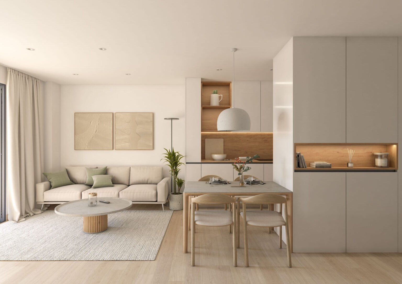 kitchen and dining room