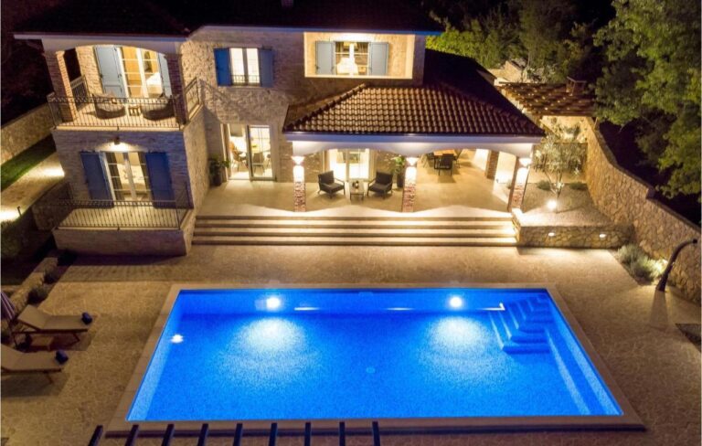 night villa view and pool